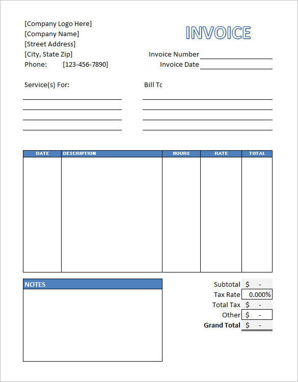 ms excel invoice templates