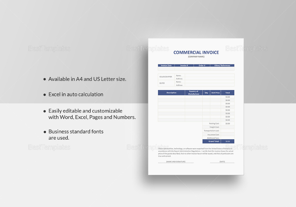 simple commercial invoice template