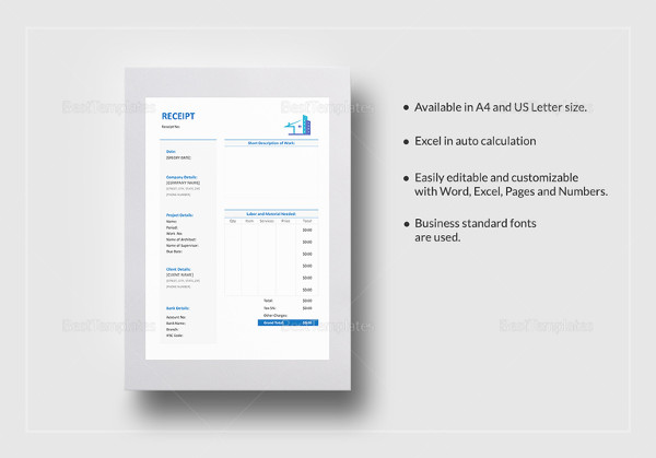 simple construction receipt template