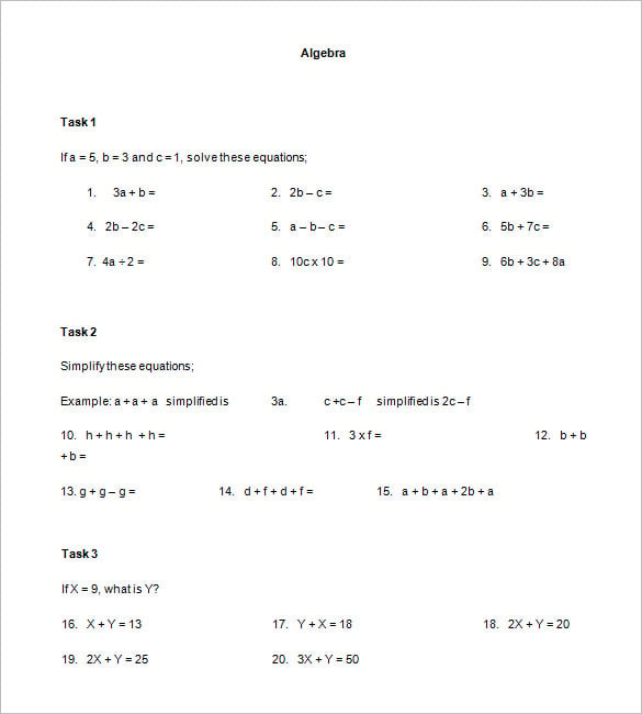 simple-equations-worksheets