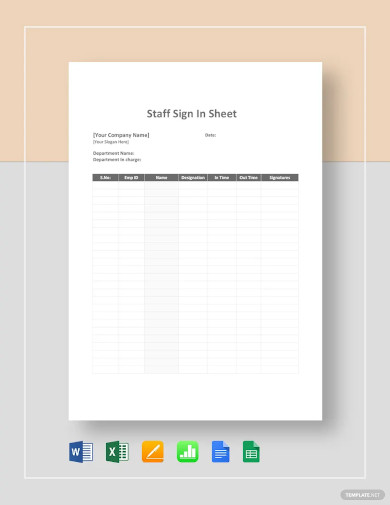 staff sign in sheet template