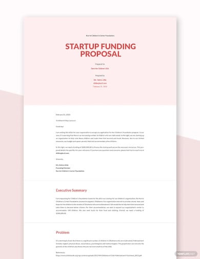 startup funding proposal template
