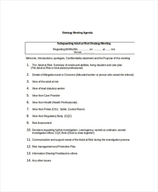 strategy meeting agenda template