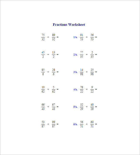 15 Adding And Subtracting Fractions Worksheets Free PDF Documents Download