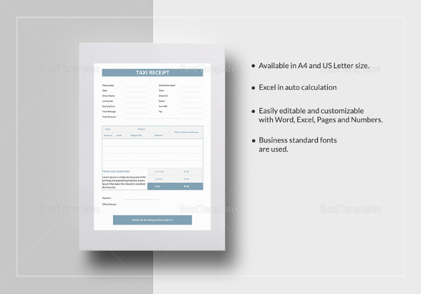 taxi receipt template