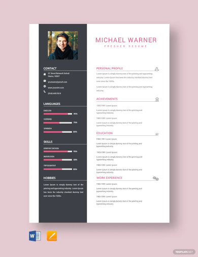 technical fresher resume template