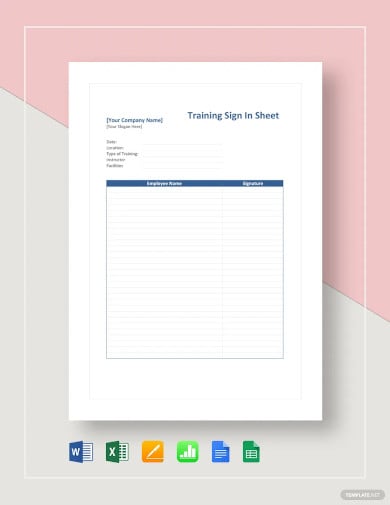 training sign in sheet template