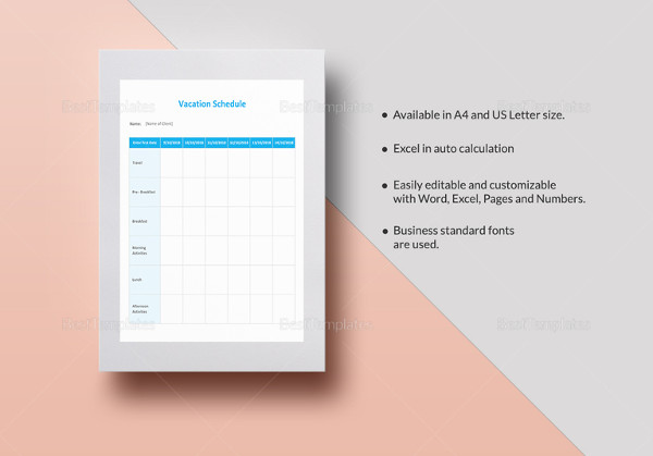 vacation schedule template