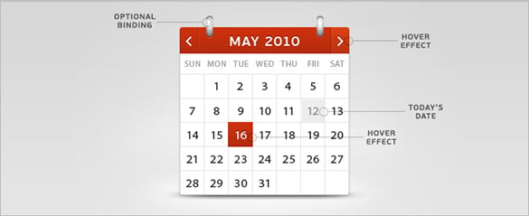 vector psd calendar template