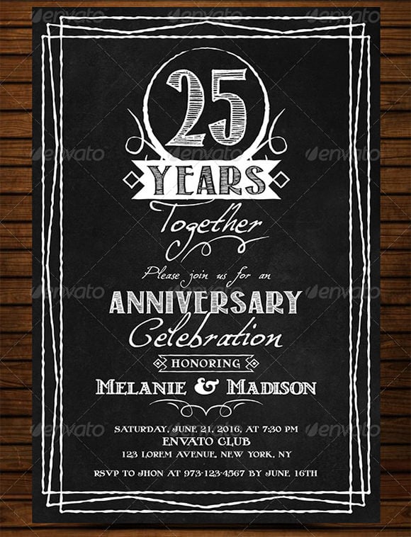vintage chalkboard anniversary invitation bundle