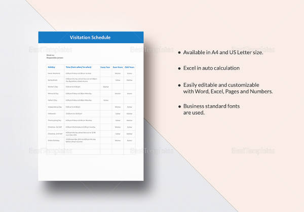 visitation schedule template