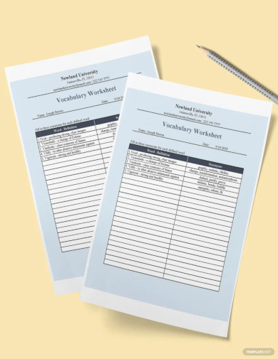 vocabulary worksheet template for students