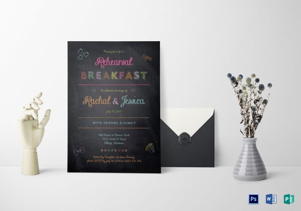 wedding chalk board breakfast invitation template