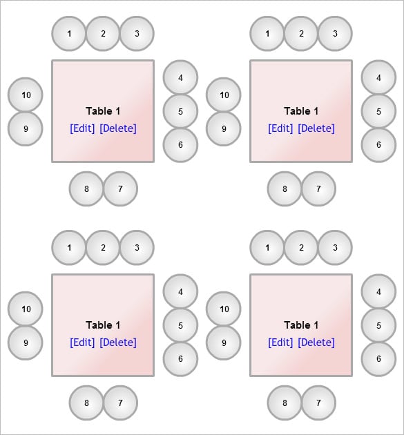 Seating Chart Template 9 Free Word, Seating Chart Template Round Tables