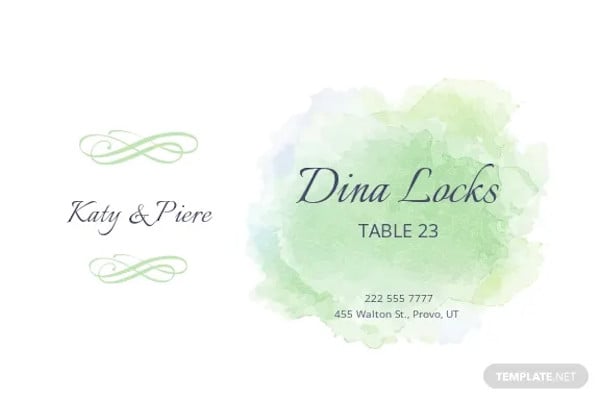 wedding table place card template