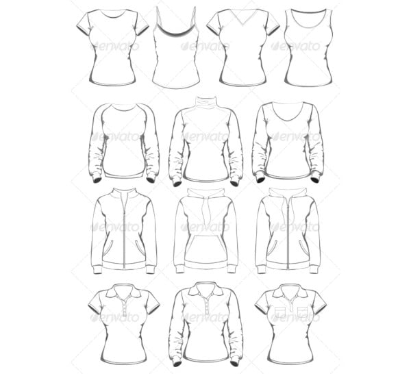 women clothes outline templates
