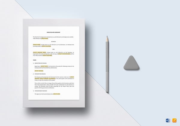 work for hire agreement to edit