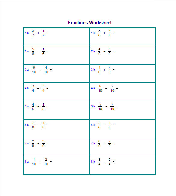 15 Adding And Subtracting Fractions Worksheets Free PDF Documents 