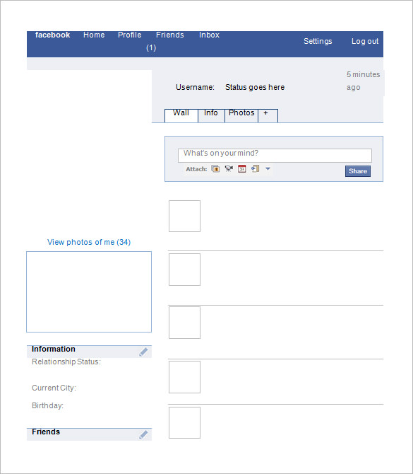 blank facebook timeline page