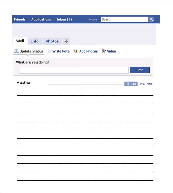 blank facebook template for word