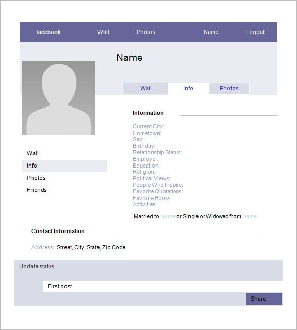 Blank Facebook Profile Template Worksheet from images.template.net