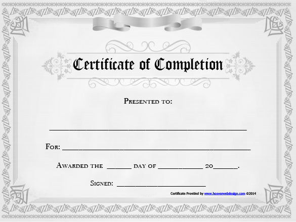 certificate of completion template free download