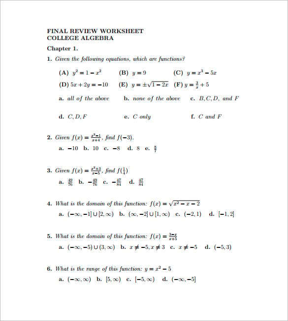 college algebra homework problems