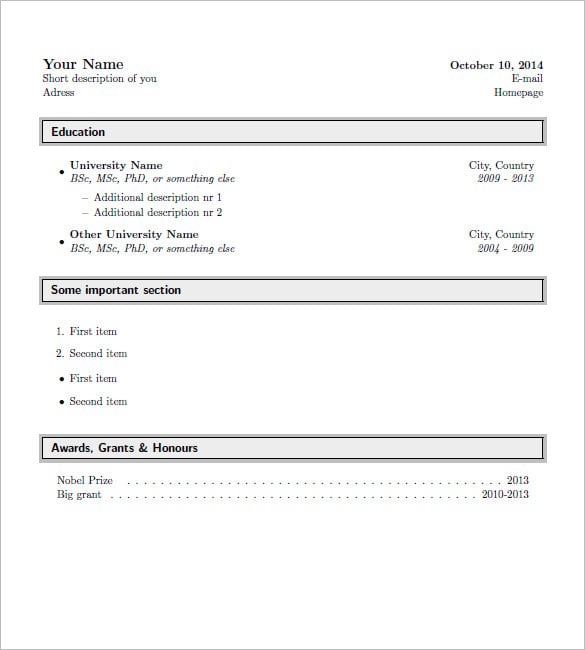 download free latex resume templates
