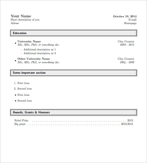 latex resume template