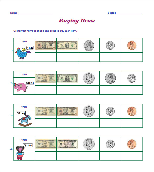 12 Money Math Worksheet Templates Free Word PDF Documents Download