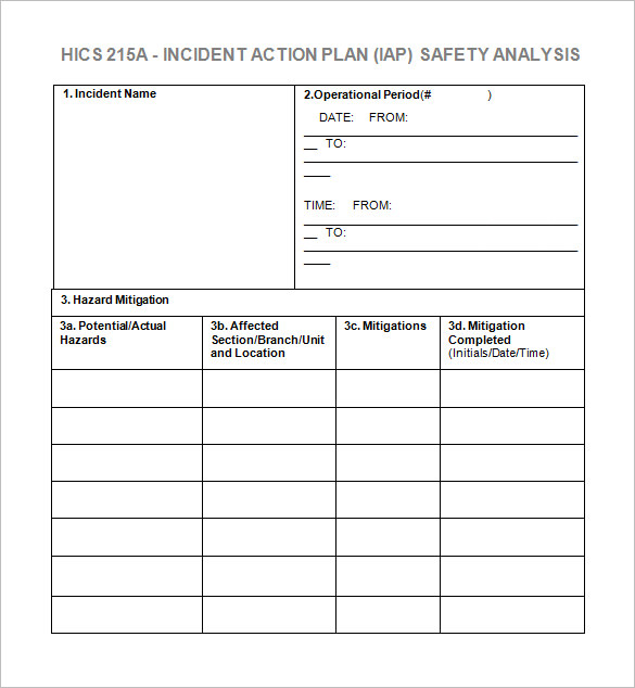 Ics Incident Action Plan Form