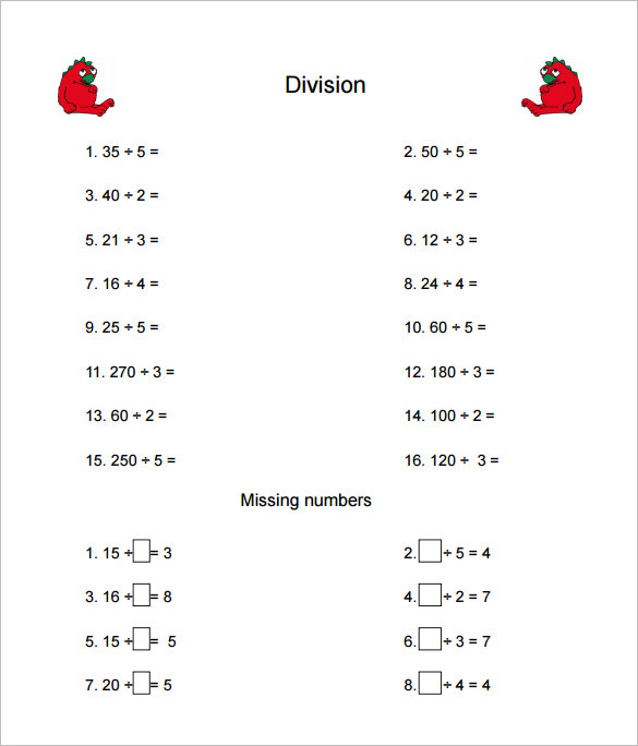 9 multiplication and division worksheet templates samples