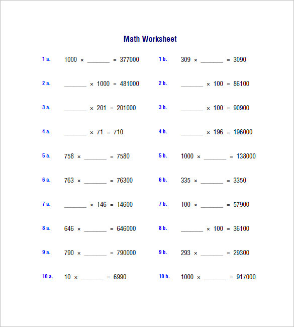 multiplication and division worksheets
