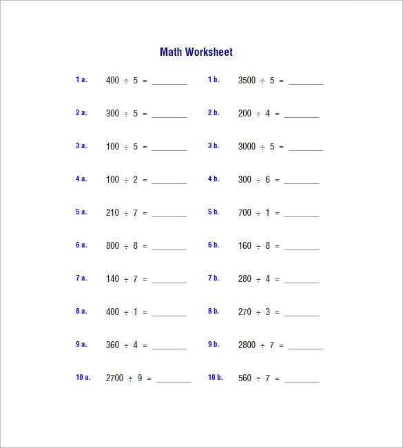 9+ Multiplication and Division Worksheet Templates & Samples PDF