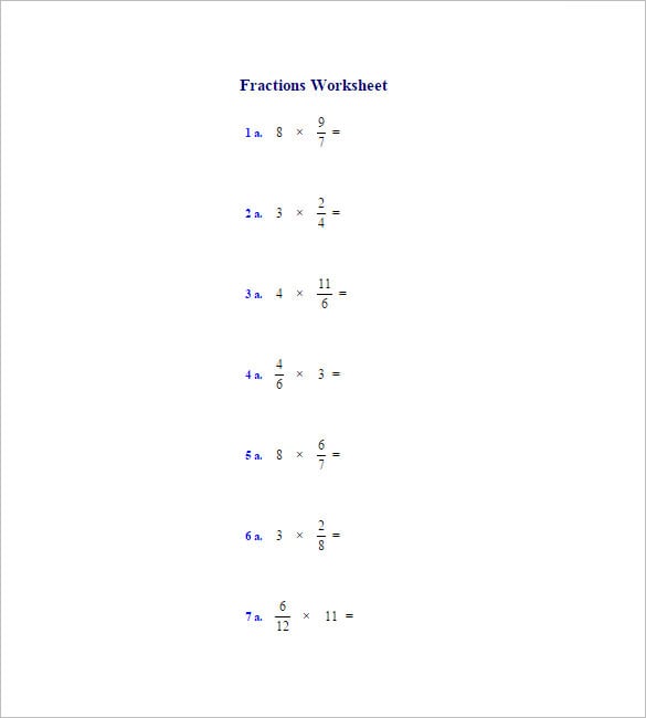 10+ Multiplying Fractions Worksheet Templates - PDF | Free ...