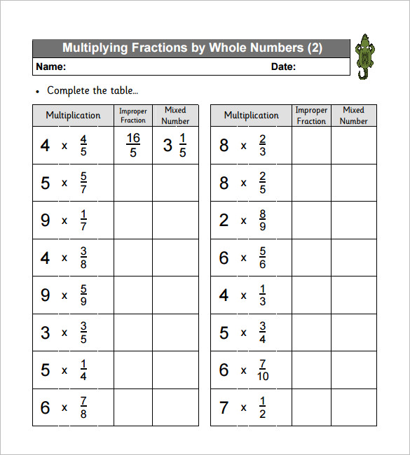 Multiplying Fractions 6th Grade Worksheet