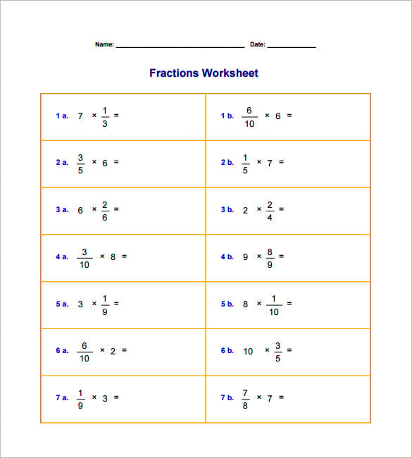 10+ Multiplying Fractions Worksheet Templates - PDF