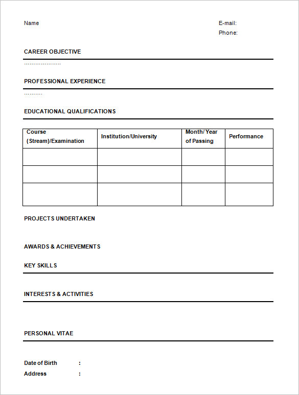 Formato De Curriculum Word