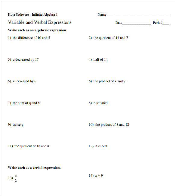 13+ Simple Algebra Worksheet Templates -Word, PDF