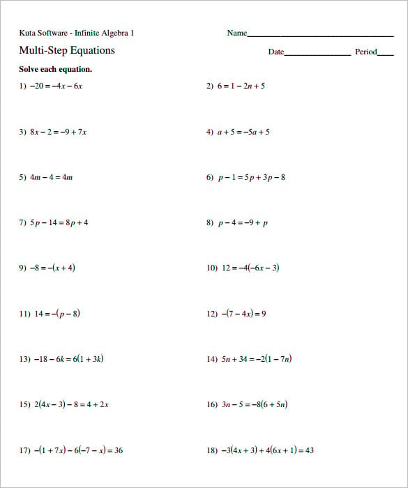 13+ Simple Algebra Worksheet Templates -Word, PDF