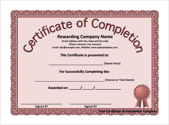 project completion certificate template