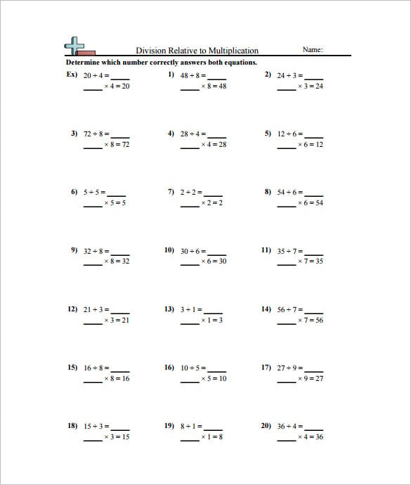 9+ Multiplication and Division Worksheet Templates ...