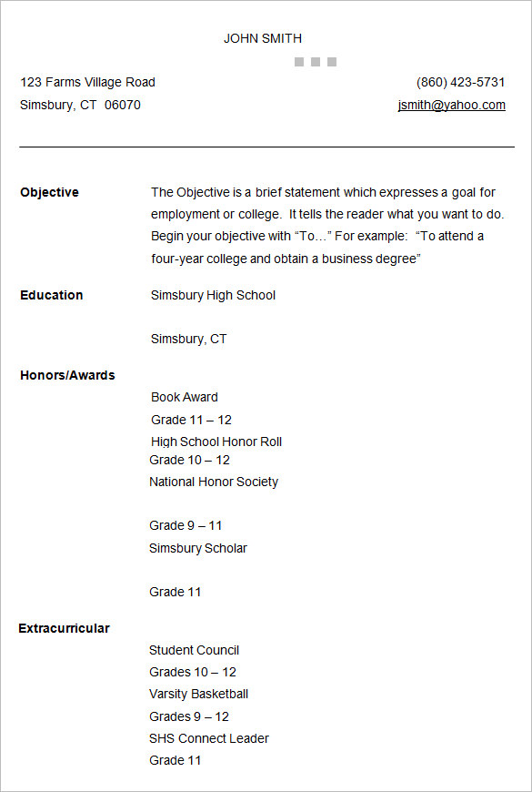 Students resume templates