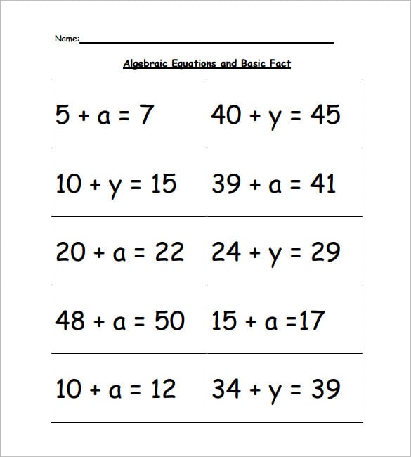 13+ Simple Algebra Worksheet Templates -Word, PDF | Free ...