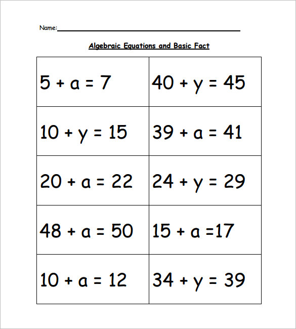 simple algebra equations