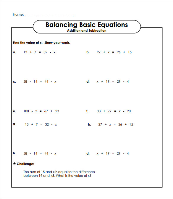 13+ Simple Algebra Worksheet Templates -Word, PDF | Free & Premium