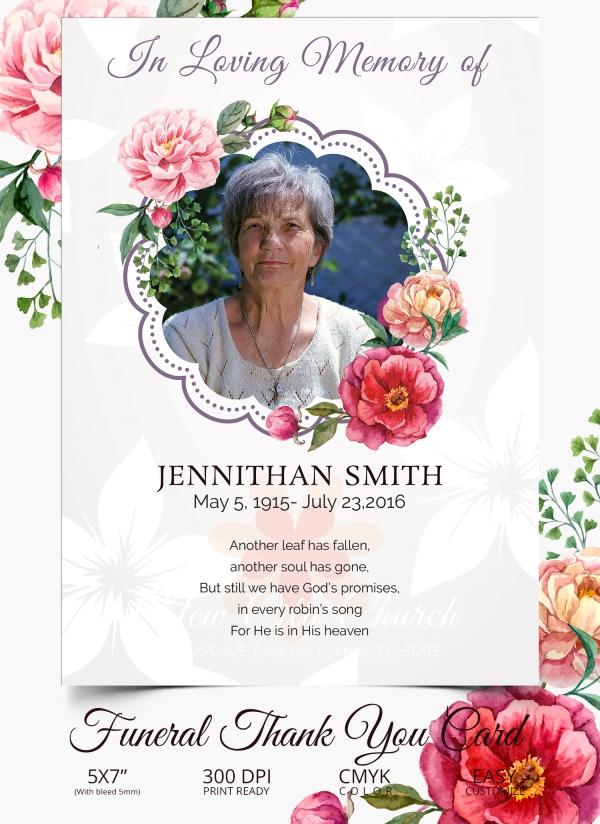 26 Funeral Thank You Cards Psd Ai Eps