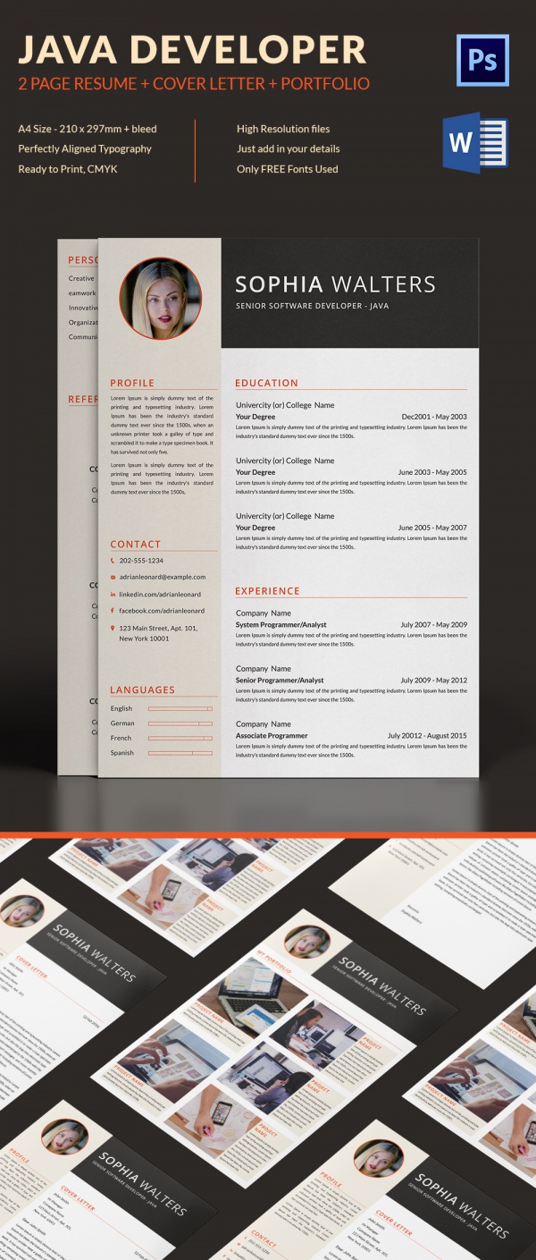 java developer resume template free download