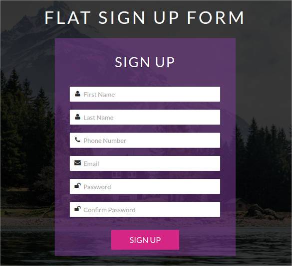 flat look html5 css3 signup form template free dow