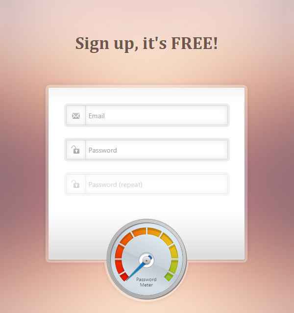 login register form with pass metter